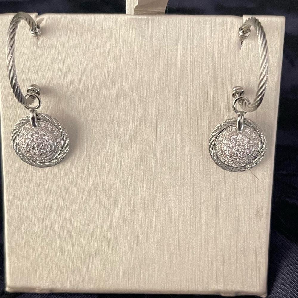 Charriol Celtic white sapphire hoop earrings 18k & Steel